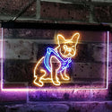 ADVPRO French Bulldog Dog House Dual Color LED Neon Sign st6-j2126 - Blue & Yellow