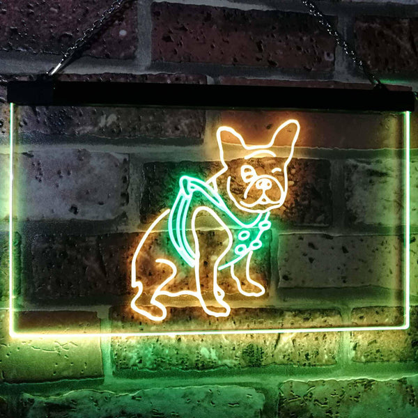 ADVPRO French Bulldog Dog House Dual Color LED Neon Sign st6-j2126 - Green & Yellow