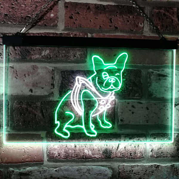 ADVPRO French Bulldog Dog House Dual Color LED Neon Sign st6-j2126 - White & Green