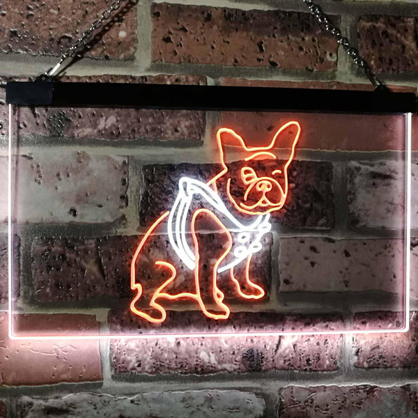 ADVPRO French Bulldog Dog House Dual Color LED Neon Sign st6-j2126 - White & Orange