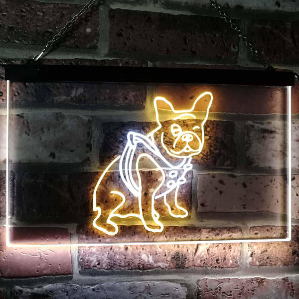 ADVPRO French Bulldog Dog House Dual Color LED Neon Sign st6-j2126 - White & Yellow