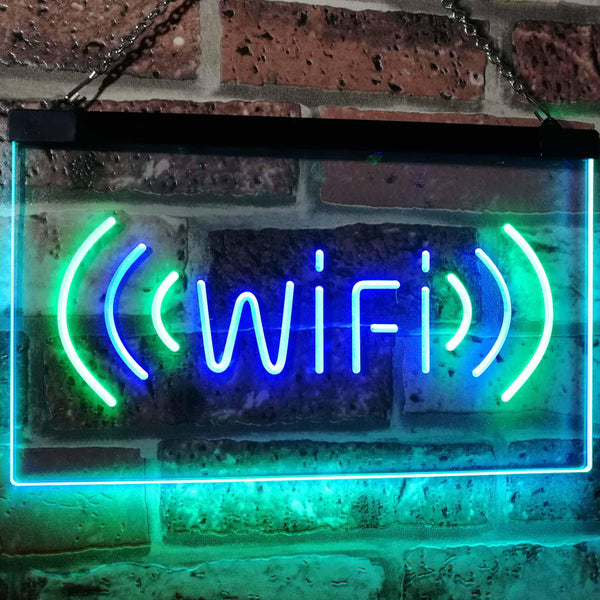 ADVPRO Wi-Fi Display Coffee Shop Dual Color LED Neon Sign st6-j2666 - Green & Blue