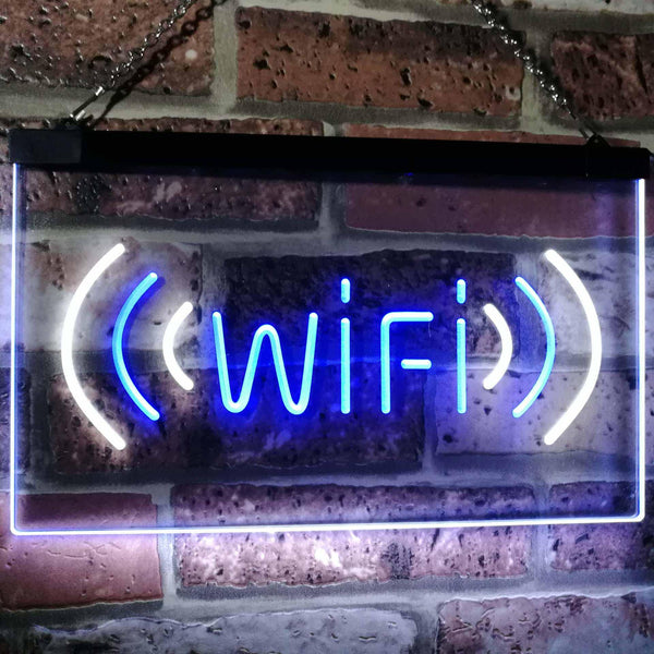 ADVPRO Wi-Fi Display Coffee Shop Dual Color LED Neon Sign st6-j2666 - White & Blue