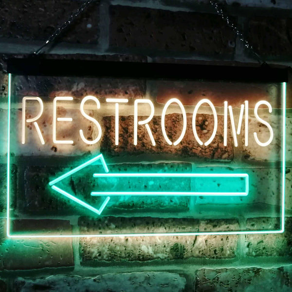 ADVPRO Restroom Arrow Point to Left Toilet Dual Color LED Neon Sign st6-j2685 - Green & Yellow