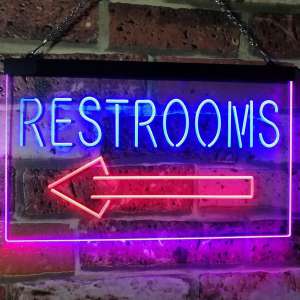 ADVPRO Restroom Arrow Point to Left Toilet Dual Color LED Neon Sign st6-j2685 - Red & Blue