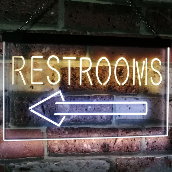 ADVPRO Restroom Arrow Point to Left Toilet Dual Color LED Neon Sign st6-j2685 - White & Yellow