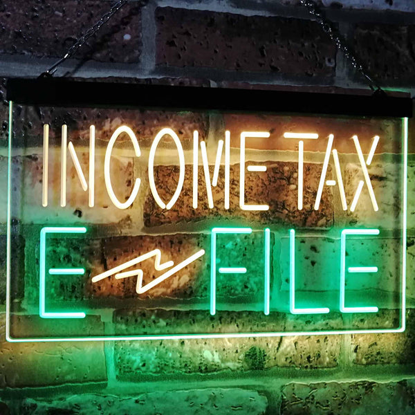 ADVPRO Income Tax E-File Indoor Display Dual Color LED Neon Sign st6-j2694 - Green & Yellow