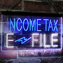 ADVPRO Income Tax E-File Indoor Display Dual Color LED Neon Sign st6-j2694 - White & Blue