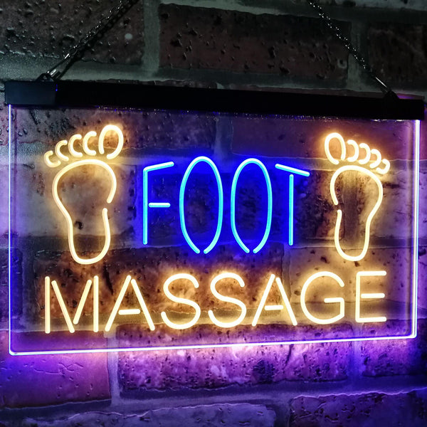 ADVPRO Foot Massage Shop Relax Welcome Open Business Decor Dual Color LED Neon Sign st6-j2986 - Blue & Yellow