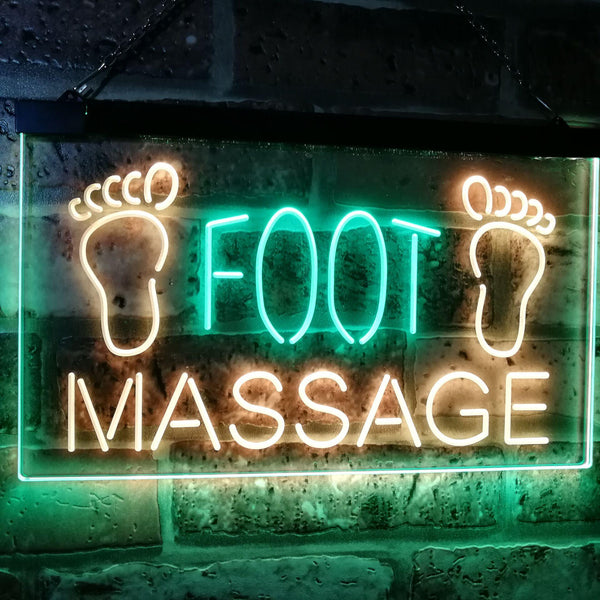 ADVPRO Foot Massage Shop Relax Welcome Open Business Decor Dual Color LED Neon Sign st6-j2986 - Green & Yellow