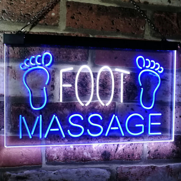 ADVPRO Foot Massage Shop Relax Welcome Open Business Decor Dual Color LED Neon Sign st6-j2986 - White & Blue