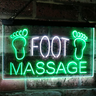 ADVPRO Foot Massage Shop Relax Welcome Open Business Decor Dual Color LED Neon Sign st6-j2986 - White & Green