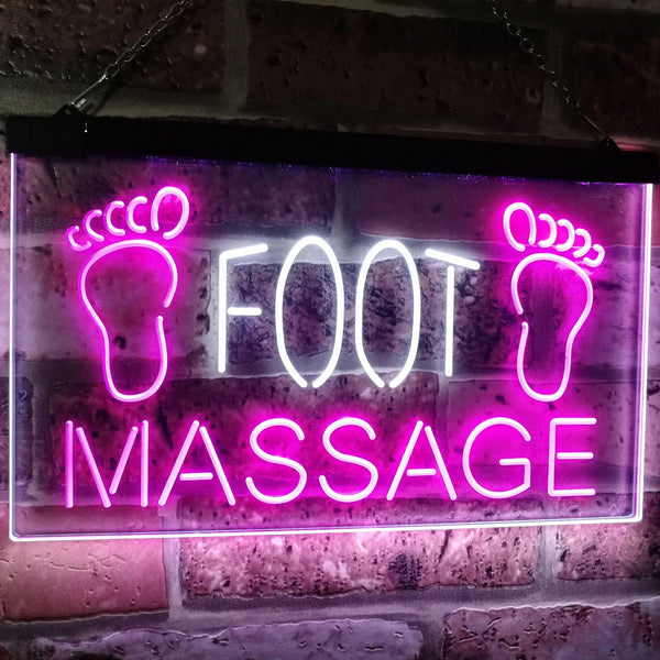 ADVPRO Foot Massage Shop Relax Welcome Open Business Decor Dual Color LED Neon Sign st6-j2986 - White & Purple
