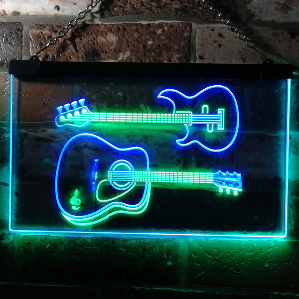 ADVPRO Guitar Electronic Acoustic Music Room Dual Color LED Neon Sign st6-m0014 - Green & Blue