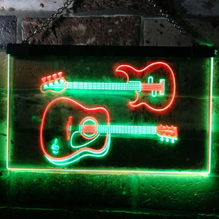 ADVPRO Guitar Electronic Acoustic Music Room Dual Color LED Neon Sign st6-m0014 - Green & Red