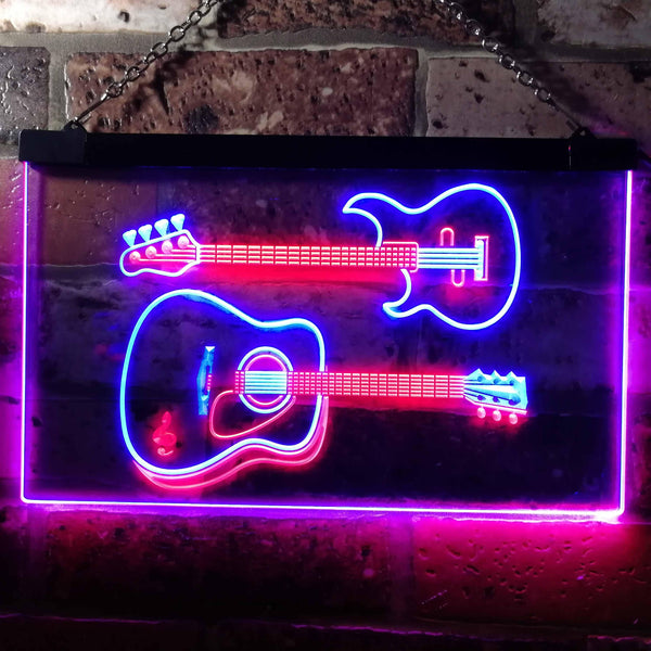 ADVPRO Guitar Electronic Acoustic Music Room Dual Color LED Neon Sign st6-m0014 - Red & Blue