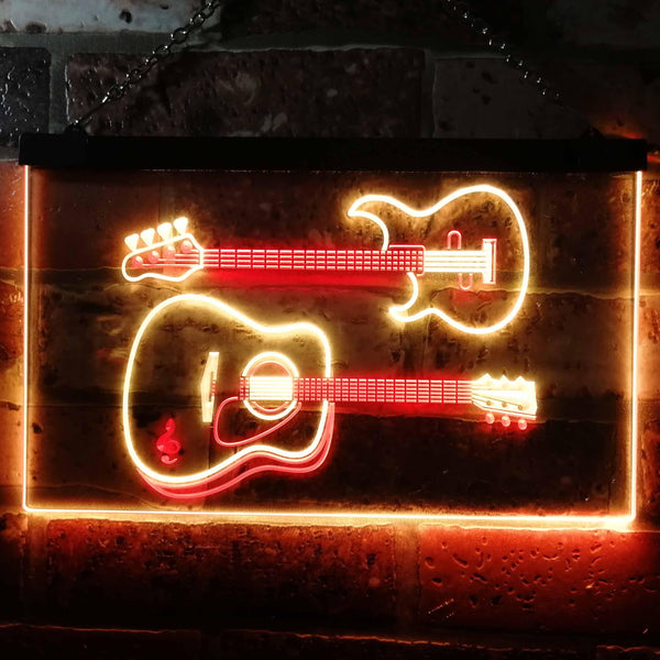 ADVPRO Guitar Electronic Acoustic Music Room Dual Color LED Neon Sign st6-m0014 - Red & Yellow