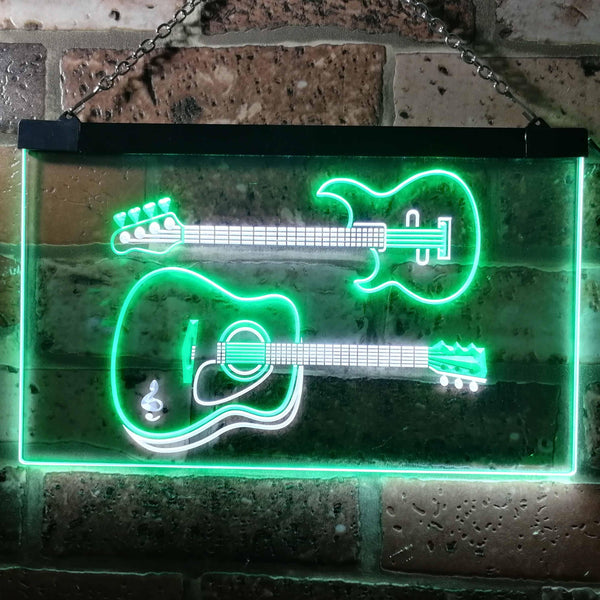 ADVPRO Guitar Electronic Acoustic Music Room Dual Color LED Neon Sign st6-m0014 - White & Green
