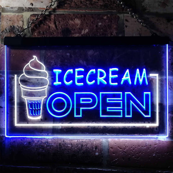 ADVPRO Ice Cream Open Shop Dual Color LED Neon Sign st6-m0079 - White & Blue