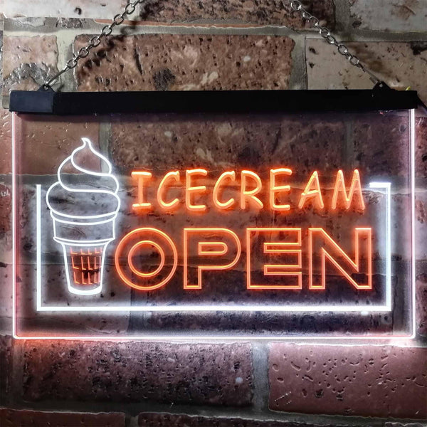 ADVPRO Ice Cream Open Shop Dual Color LED Neon Sign st6-m0079 - White & Orange