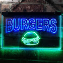 ADVPRO Burgers Fast Food Shop Dual Color LED Neon Sign st6-m0082 - Green & Blue