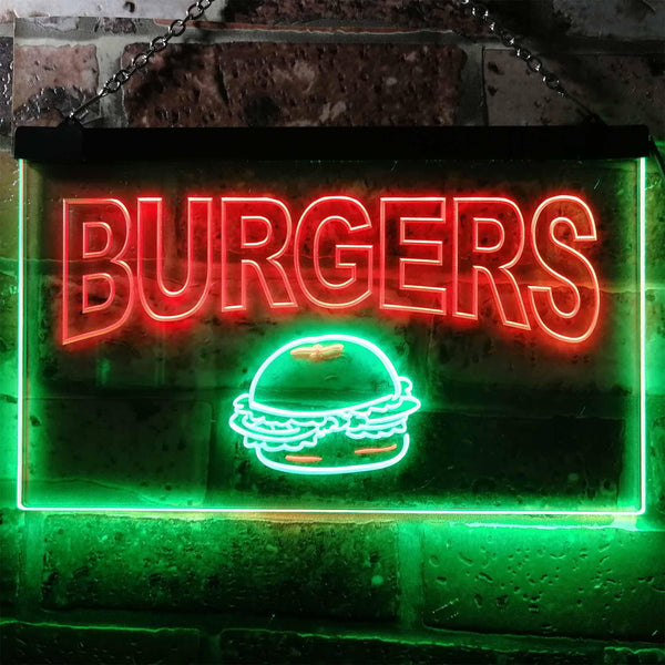 ADVPRO Burgers Fast Food Shop Dual Color LED Neon Sign st6-m0082 - Green & Red