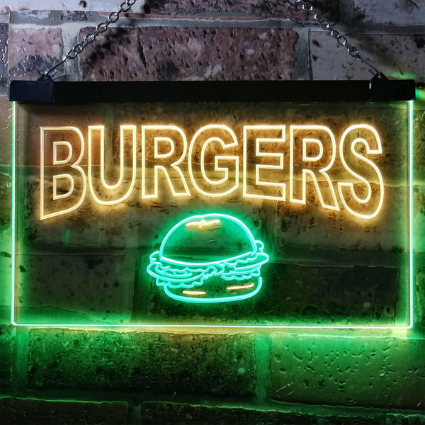 ADVPRO Burgers Fast Food Shop Dual Color LED Neon Sign st6-m0082 - Green & Yellow