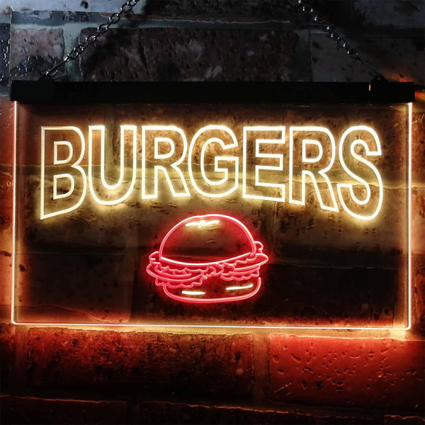 ADVPRO Burgers Fast Food Shop Dual Color LED Neon Sign st6-m0082 - Red & Yellow