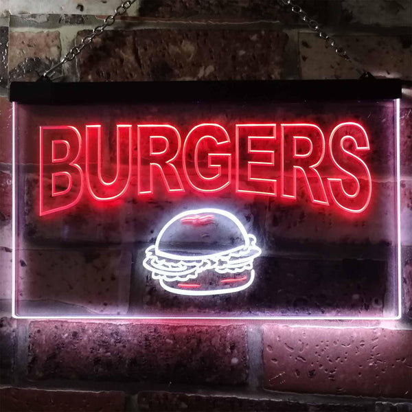 ADVPRO Burgers Fast Food Shop Dual Color LED Neon Sign st6-m0082 - White & Red