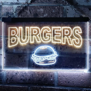 ADVPRO Burgers Fast Food Shop Dual Color LED Neon Sign st6-m0082 - White & Yellow