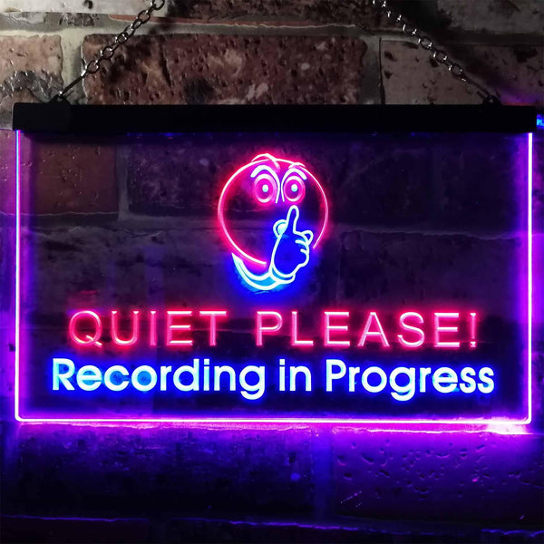 ADVPRO Recording in Progress Quiet Please On Air Studio Dual Color LED Neon Sign st6-m0096 - Blue & Red