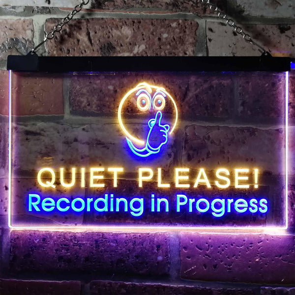 ADVPRO Recording in Progress Quiet Please On Air Studio Dual Color LED Neon Sign st6-m0096 - Blue & Yellow