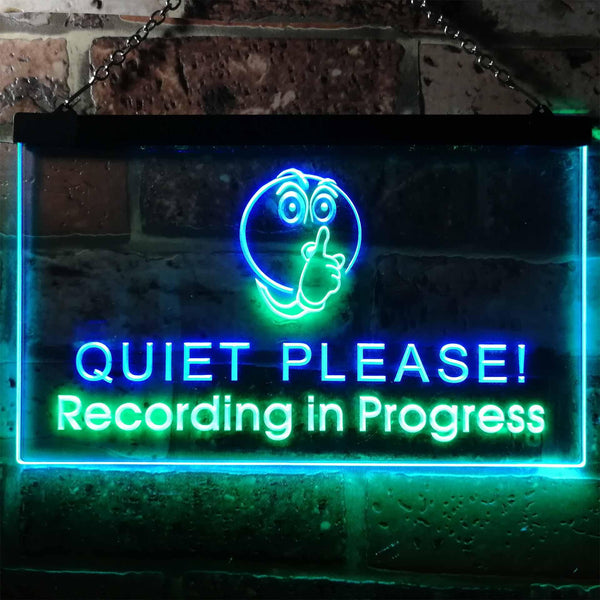 ADVPRO Recording in Progress Quiet Please On Air Studio Dual Color LED Neon Sign st6-m0096 - Green & Blue