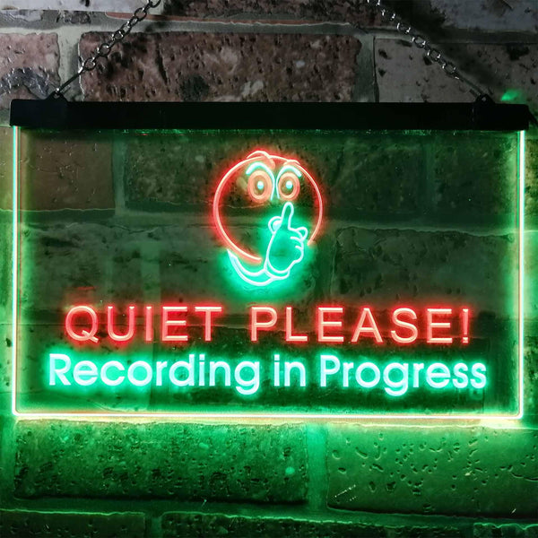 ADVPRO Recording in Progress Quiet Please On Air Studio Dual Color LED Neon Sign st6-m0096 - Green & Red