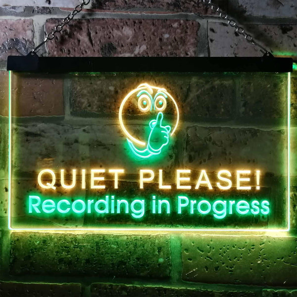 ADVPRO Recording in Progress Quiet Please On Air Studio Dual Color LED Neon Sign st6-m0096 - Green & Yellow