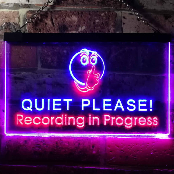 ADVPRO Recording in Progress Quiet Please On Air Studio Dual Color LED Neon Sign st6-m0096 - Red & Blue
