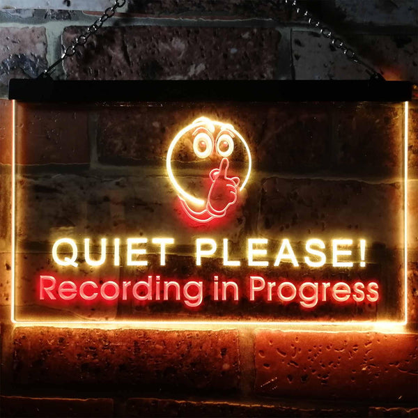 ADVPRO Recording in Progress Quiet Please On Air Studio Dual Color LED Neon Sign st6-m0096 - Red & Yellow