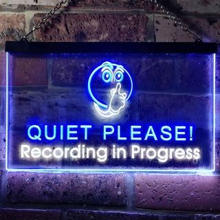 ADVPRO Recording in Progress Quiet Please On Air Studio Dual Color LED Neon Sign st6-m0096 - White & Blue