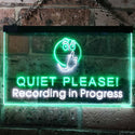 ADVPRO Recording in Progress Quiet Please On Air Studio Dual Color LED Neon Sign st6-m0096 - White & Green