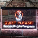 ADVPRO Recording in Progress Quiet Please On Air Studio Dual Color LED Neon Sign st6-m0096 - White & Orange