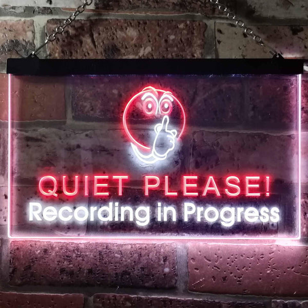 ADVPRO Recording in Progress Quiet Please On Air Studio Dual Color LED Neon Sign st6-m0096 - White & Red