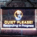 ADVPRO Recording in Progress Quiet Please On Air Studio Dual Color LED Neon Sign st6-m0096 - White & Yellow