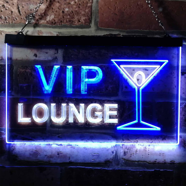ADVPRO VIP Lounge Cocktails Glass Bar Wine Club Dual Color LED Neon Sign st6-m0103 - White & Blue