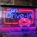ADVPRO 50s Drive in Vintage Display Home Decor Dual Color LED Neon Sign st6-m2076 - Blue & Red