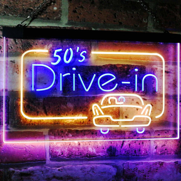 ADVPRO 50s Drive in Vintage Display Home Decor Dual Color LED Neon Sign st6-m2076 - Blue & Yellow