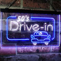 ADVPRO 50s Drive in Vintage Display Home Decor Dual Color LED Neon Sign st6-m2076 - White & Blue
