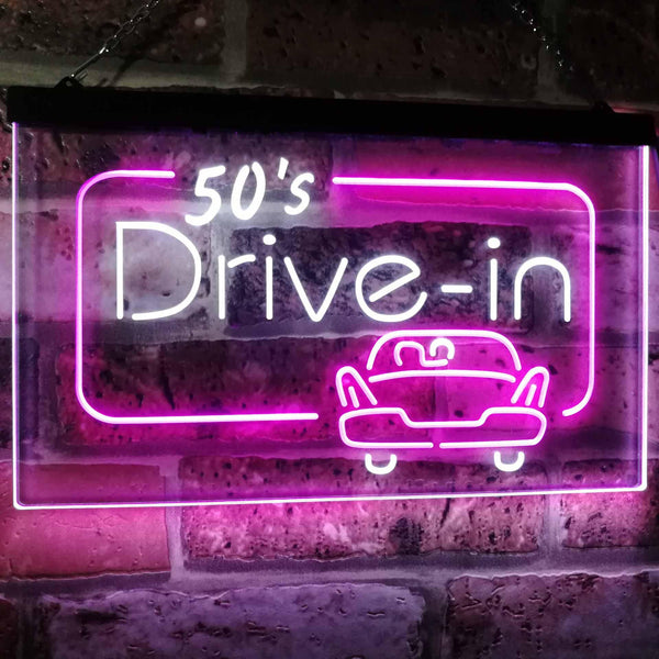 ADVPRO 50s Drive in Vintage Display Home Decor Dual Color LED Neon Sign st6-m2076 - White & Purple