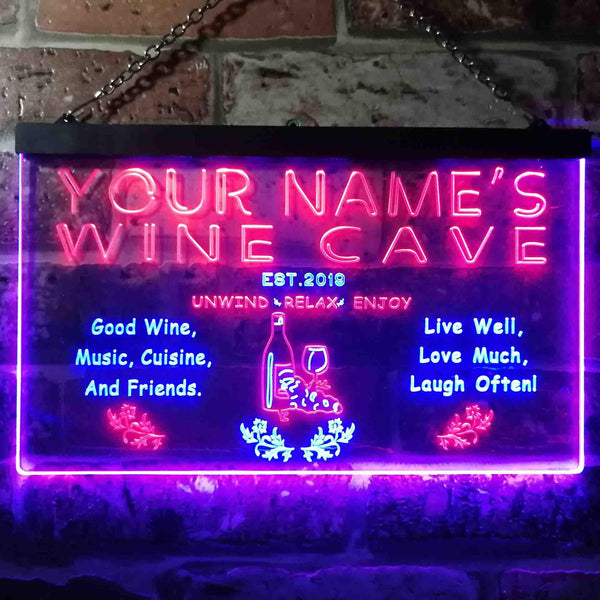 ADVPRO Name Personalized Custom Wine Cave Bar Pub Neon Light Sign Dual Color LED Neon Sign st6-qw-tm - Blue & Red