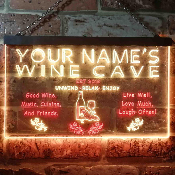 ADVPRO Name Personalized Custom Wine Cave Bar Pub Neon Light Sign Dual Color LED Neon Sign st6-qw-tm - Red & Yellow