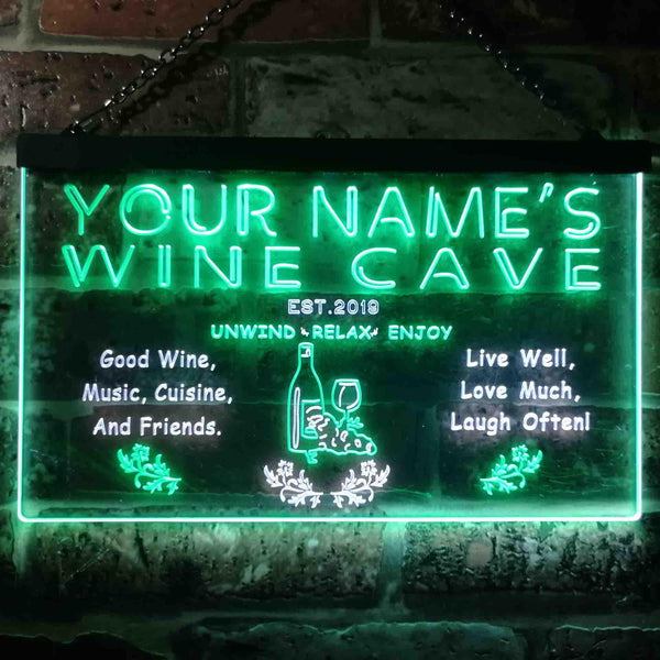 ADVPRO Name Personalized Custom Wine Cave Bar Pub Neon Light Sign Dual Color LED Neon Sign st6-qw-tm - White & Green